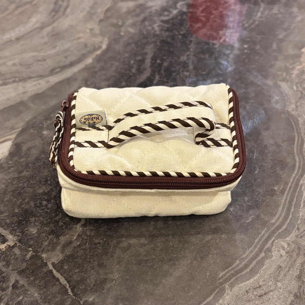 Cream and Brown Small Canvas Bag